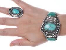 Vintage Navajo Sterling and turquoise ring and bracelet set picture