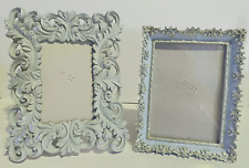 Set of 2 Vintage Style Blue & Gray Silver Resin Frames for 6x4 & 5x7 Photos picture