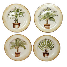 American Atelier at Home Tropical Palm Set of 4 Porcelain Salad Plates 8 in 5185 picture