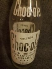 CHOC-OLA FLAVORED CHOCOLATE BEVERAGE CLEAR GLASS 9 OZ BOTTLE PAINTED LABEL1980s picture