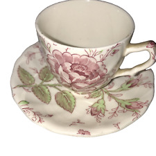 Vintage Johnson Brothers Rose Chintz Pink  Cup & Saucer  Set picture
