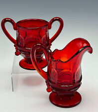 Fostoria Argus Ruby Red Glass Creamer and Sugar Bowl Henry Ford picture