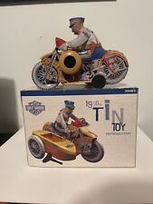 Xonex Harley Davidson 1950's Policeman W/Sidecar Wind Up Tin Toy Reproduction  picture