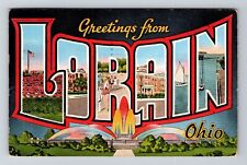 Lorain OH-Ohio, LARGE LETTER Greetings, c1943 Vintage Souvenir Postcard picture
