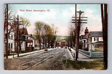 Bennington VT-Vermont, Main Street, Antique, Vintage Souvenir Postcard picture
