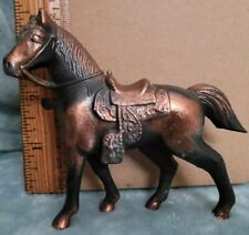 Vintage Hollow Copper HORSE WITH SADDLE FIGURINE picture