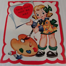 Americard Valentine Vintage Artist Girl Paint Pattete This May Not Be Art Heart picture