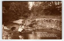 My Birthday Wish RPPC Postcard Victorian Children In Canoe Boat EAS Germany picture
