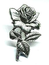 Rose Flower Badge Lapel Tie Pin England Rose Flower Nature English Pewter Uk  picture