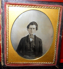 1/6th size Scovill Extra Daguerreotype of young man in half case picture