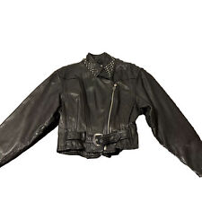 VTG Harley Davidson Women's Black Studded Leather Riding Jacket Size Large picture