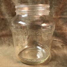 Vintage Hazel Atlas Clear Glass Greek Key Pattern Jar Vase Churn Bottom  picture