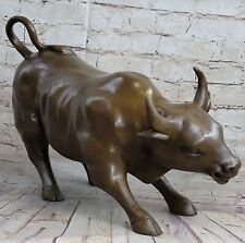 Large Male Cattle Stock market Bull Bronze Marble Base Sculpture Art Deco SALE picture