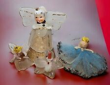 4 Delta Novelties Ceramic Angels Japan Ceramic Spun Cotton Lace Chenille Vintage picture