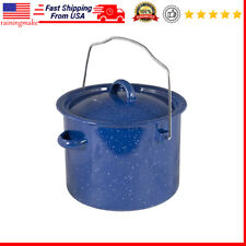 3.2Qt Enamel Straight Pot Cookware W/ Wire Bail Handle Portable Outdoor Camping picture