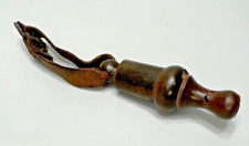 19c.Civil War Hand-turned Horn Military Signal Whistle Leather Sling Loud Sound picture