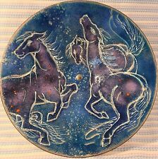 Mid Century Modern California Celestial Horses Enameled Copper Pedestal Bowl 15
