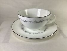 Z82 Vintage Antique Royal Doulton Gray And White Bone China Teacup And Saucer picture