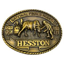 1981 Hesston National Finals Rodeo Belt Buckle NFR Cowboy Plastic New/Paper picture