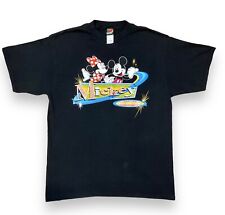 Vtg Disney Mickey Mouse And Minnie Unlimited XL Black T-Shirt Glitter Graphic picture