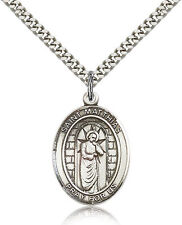 Saint Matthias The Apostle Medal For Men - .925 Sterling Silver Necklace On 2... picture
