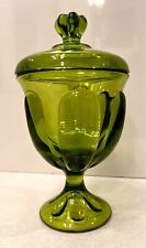 Vintage 1970 Viking Emerald Green 6 Pedal Pedestal Candy Dish With Lid picture