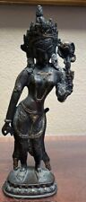 Vintage Hindu Goddess  Bronze-Colored Metal Statue / Figure 12