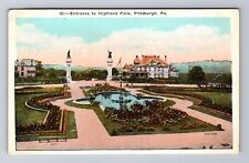Pittsburgh PA-Pennsylvania, Highland Park Entrance, Antique Vintage Postcard picture