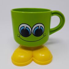 Deka Footsie Tootsie Smiley Face Cup Green With Feet Mug Cup Vintage 70s USA picture