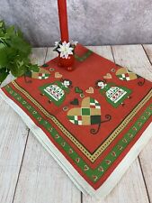 Vintage Swedish Printed Christmas Tablecloth Scandinavian Girl Checkered Heart picture