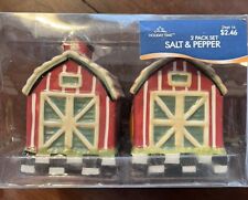 Holiday Time Red Barn Ceramic Salt & Pepper Shakers 3.5X3X2.25