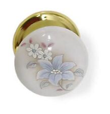 Bi-Fold White Porcelain Door Knob With Delicate Flowers And Brass D31-356CARBT picture