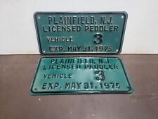 1975 New Jersey LICENSED PEDDLER PAIR License Plate Tag Original. picture