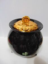 Marcus Notley 2005 Black Pot Of Gold Cookie Jar w/ Coin Lid 9