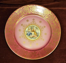 Bohemia Czechoslovakia Pink & Gold Filigree Plate 10-3/4