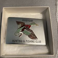 VERY COOL VINTAGE **GOODYEAR  Hunting And Fishing Club BELT BUCKLE picture