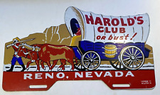 VINTAGE HAROLD'S CLUB OR BUST, RENO, NEVADA LICENCE PLATE SIGN picture