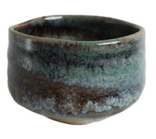 Mino ware Japanese Pottery Tea Ceremony Matcha Bowl Seashore Blue & Gray & Brown picture