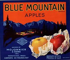 25 Vintage BLUE MOUNTAIN Brand Apple Fruit Crate Labels Wenatchee, Washington picture