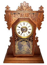 Antique E. Ingraham Gingerbread Mantel Clock Saturn Model Mahogany Victorian picture