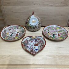 4 Antique Japanese Asian Hand Painted Porcelain picture