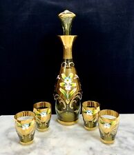 Decanter Set Vintage Seyei Victorian Glass Ornate 4 Cordials, Stopper, Decanter picture