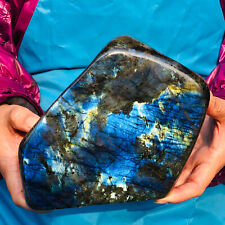 6.27LB Natural labradorite quartz crystal freeform polished specimen healing picture