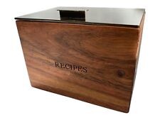 Wooden recipe box with brushed brass hinged lid by Hearth & Hand heavy rectangle picture