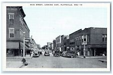 c1920's Main Street Looking East Classic Cars Platteville Wisconsin WI Postcard picture