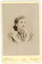 Antique Circa 1880s Cabinet Card Williams Beautiful Young Woman Willington Ohio picture