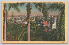 Hollywood California Business Section Aerial View Posted 1948 Linen Postcard picture
