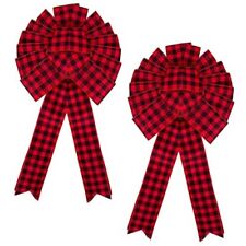  2 Packs Christmas Tree Topper Bow - 18.5 Inch Large Red and Black Buffalo  picture