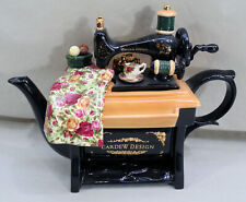 VTG Royal Albert Old Country Roses Cardew Sewing Machine Teapot Chintz Large picture
