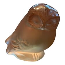 Lalique Crystal Owl Nyctal Champagne Color France Small Signed IOB picture